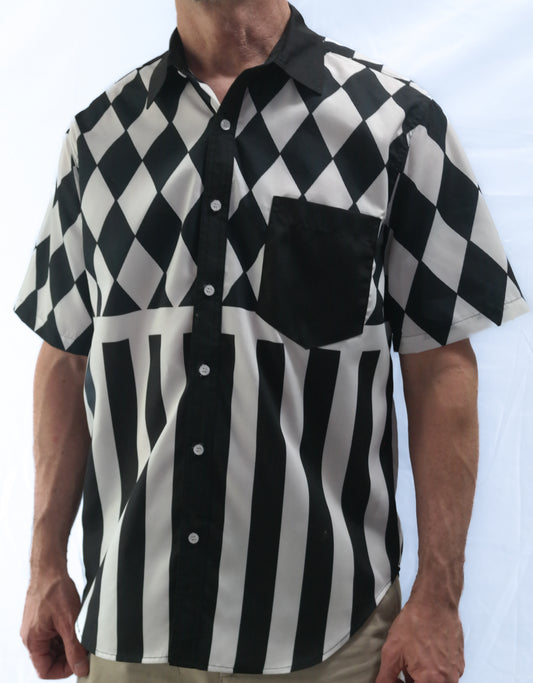 Black and White Jester Pocket Shirt